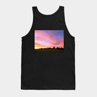 Golden sunset at Cabbage Hill with airplane in skies Tank Top